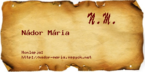 Nádor Mária névjegykártya